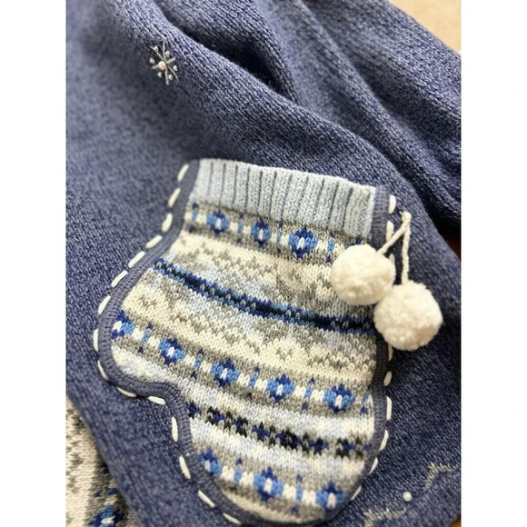 Classic Elements Blue Novelty Beaded Cardigan Sweater Winter Christmas Size XL - Picture 5 of 6